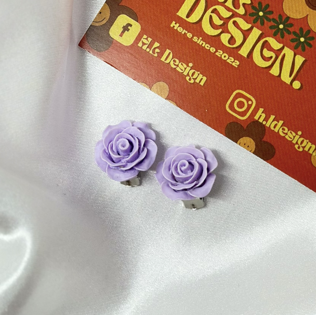 Lilac Rose Clip-On Earrings
