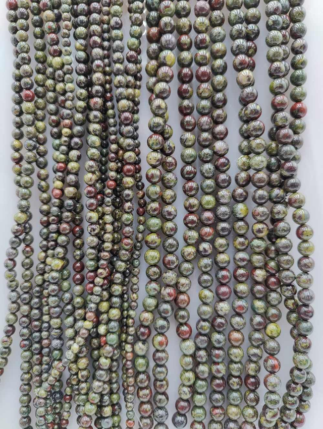 Jaspe sang de dragon - Perles polies