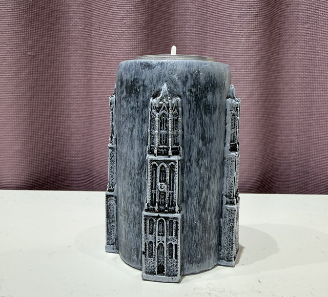 Domtoren waxinelichthouder rond (grijs)