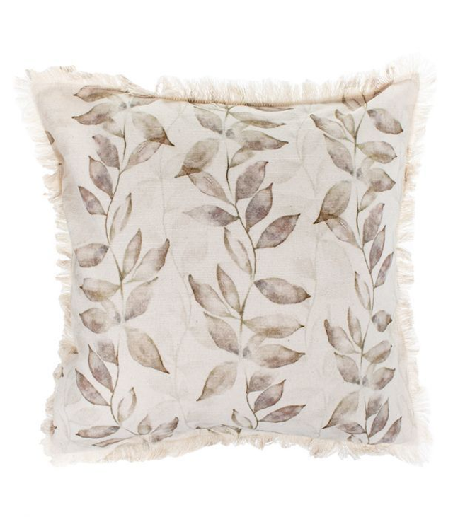 Sisustustyyny 45x45cm beige lehti hapsuilla