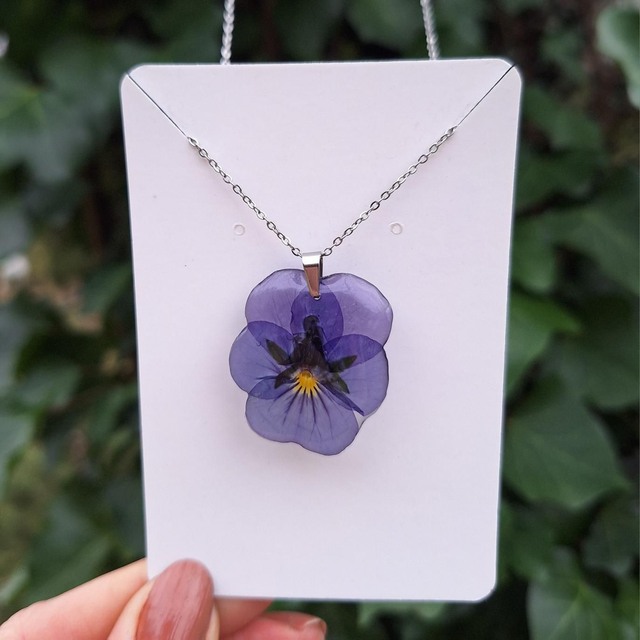 Collier petite Pensée • Viola cornuta • argenté 