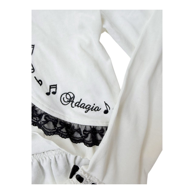 japanese coquette white and black musical note 3/4 sleeve cardigan