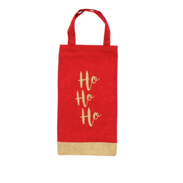 Ho Ho Ho Canvas Bottle Gift  Bag