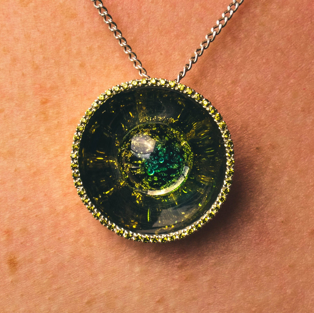 Pendentif “Hypnoss” – Argent 925, perle de verre &amp; oxydes de zirconium