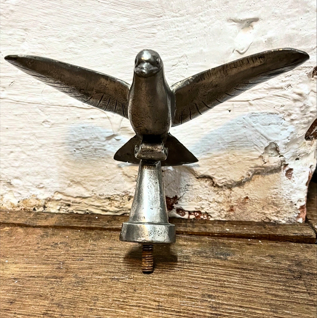 Polished Metal Dove Car Mascot - Mid 20th Century