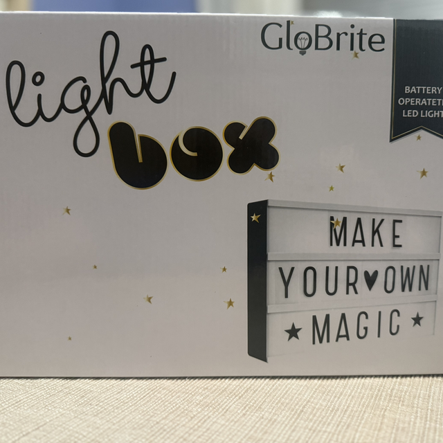 Battery powered light box with letters 
