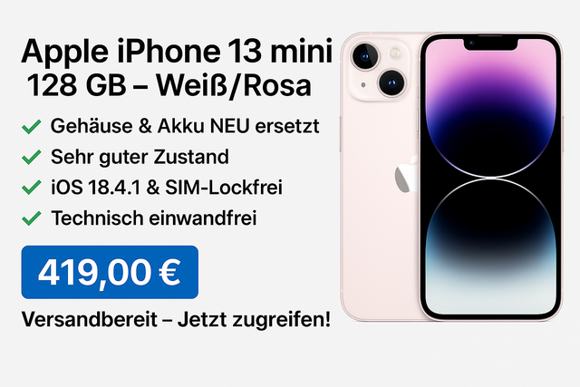 📱 Apple iPhone 13 mini – 128 GB – Weiß/Rosa
