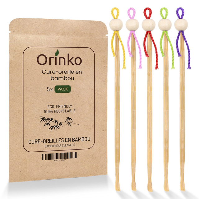 Cure-Oreille Japonais en Bambou x5 ou oriculi | Alternative Écologique | Orinko