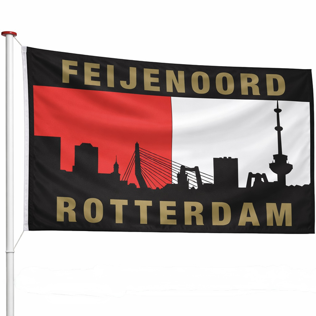 Feijenoord vlag met skyline Rotterdam – 100 x 150 cm