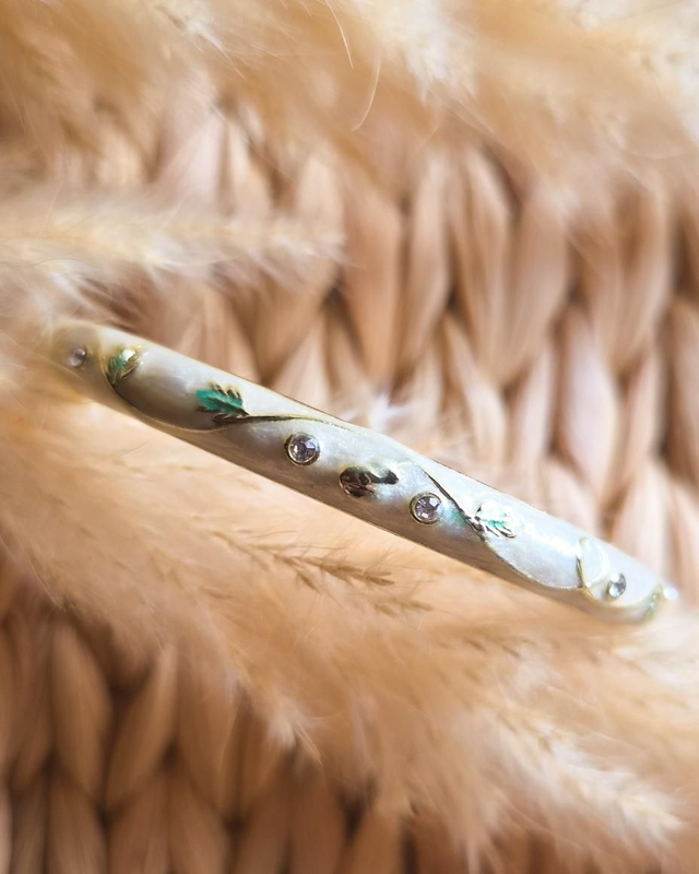 Jonc coloré - Modèle spirales beige 