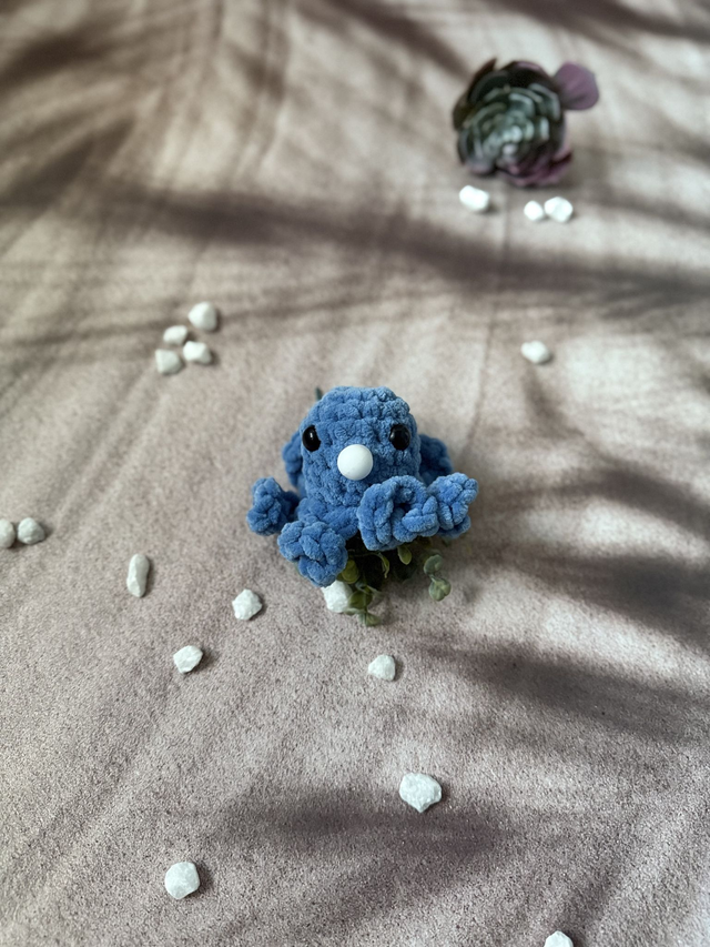 Antistress poulpe tout doux bleu jean 