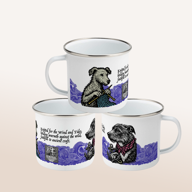 Knitted for the Winds and Tides. Tin Mug