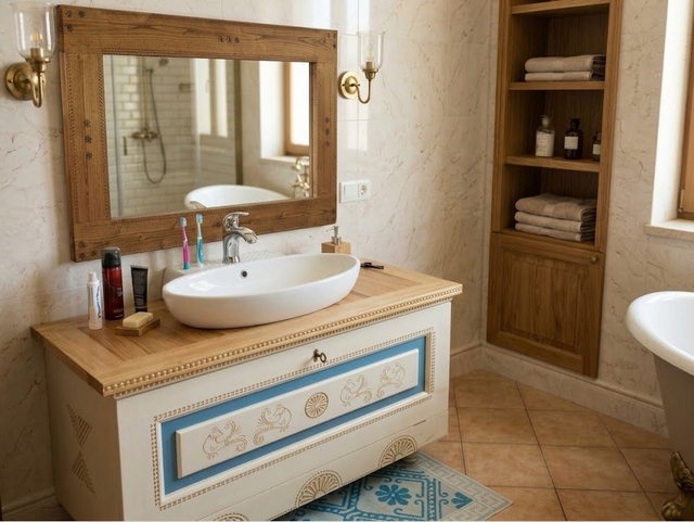 "Pizzinna blu" Sotto lavabo in arte Sarda