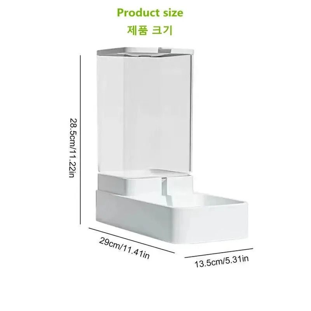 Transparent automatic tilting water bowl, large-capacity food storage container, pet supplies (suitable for cats and dogs)