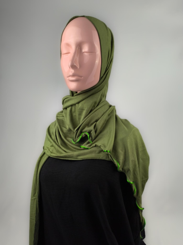 Curly-Kopftuch aus Baumwolljersey Moos