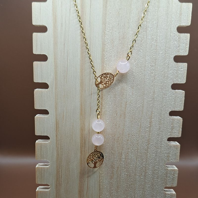 Collier Arbre de vie Quartz rose