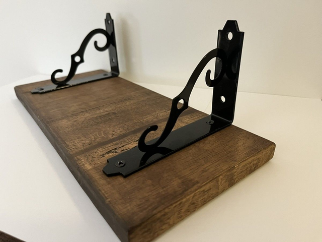 Set of 2 Rustic Wooden Shelves with Seated Brackets.