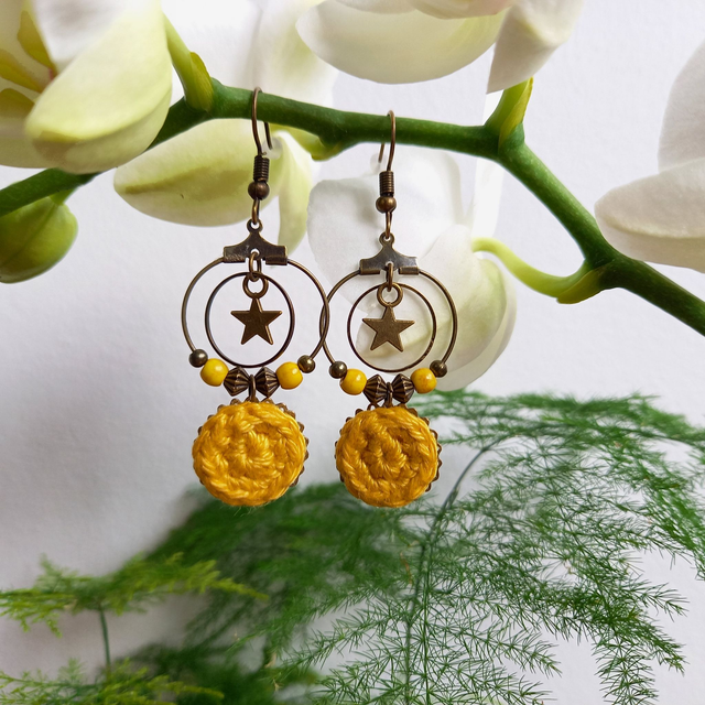 Boucles d&#039;oreille Mon étoile - jaunes