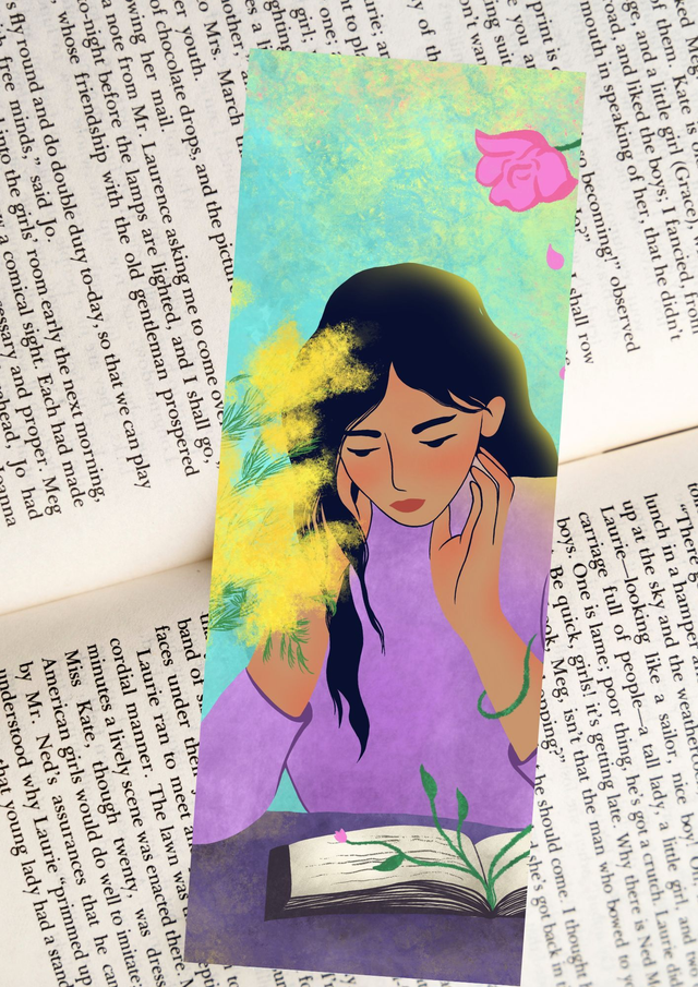 Marque-page Liseuse fleurs