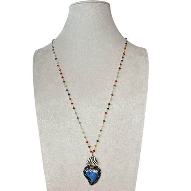 Cuore blu collana lunga - 26NG-1