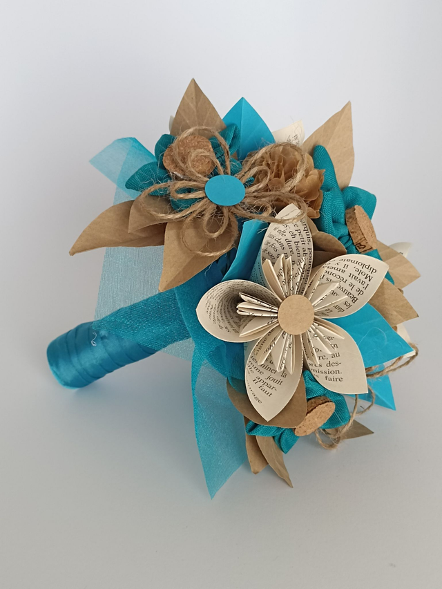 Bouquet Mariée Bleu &amp; Kraft _ Petit Format