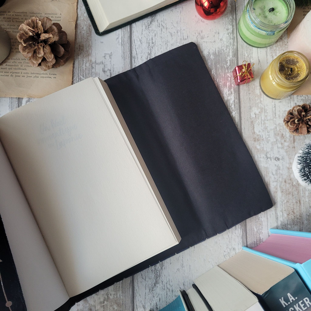 Protège livre slim amovible velours noir et argenté M