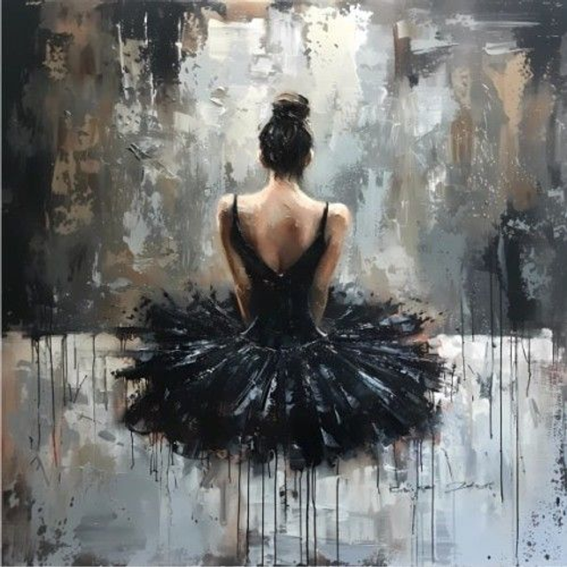 Panneau Danseuse tutu noir en Polyester imperméable - 40x40cm 