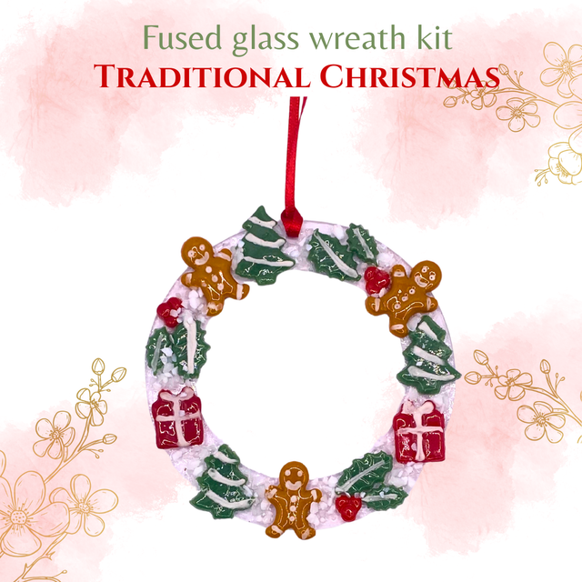 Traditional Christmas wreath fused glass kit
