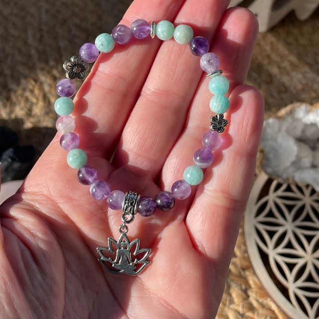 🌊🔮 Bracelet en Amazonite et Améthyste