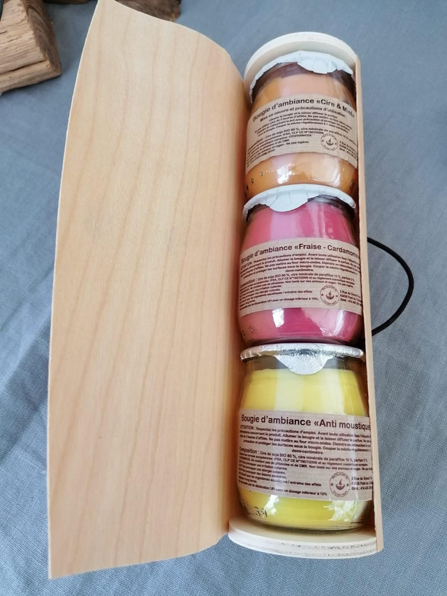 TRIO AMBIANCE POTS DE YAOURT en ROULEAU BOIS