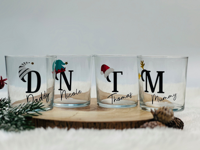 Personalised Christmas Hat Glasses.  4 Different designs 