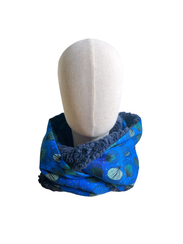 Echarpe double tour Sherpa - PLUMES - bleu et vert