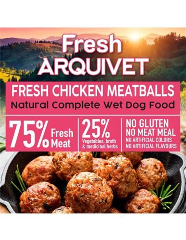 Boulettes de poulet aux carottes et aux petits pois - 6 boites x 0.400 Kg = 2.400 Kg - Arquivet / ARQ1230