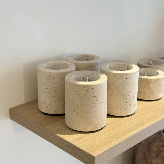 Travertine Tea Light Holder | Medium