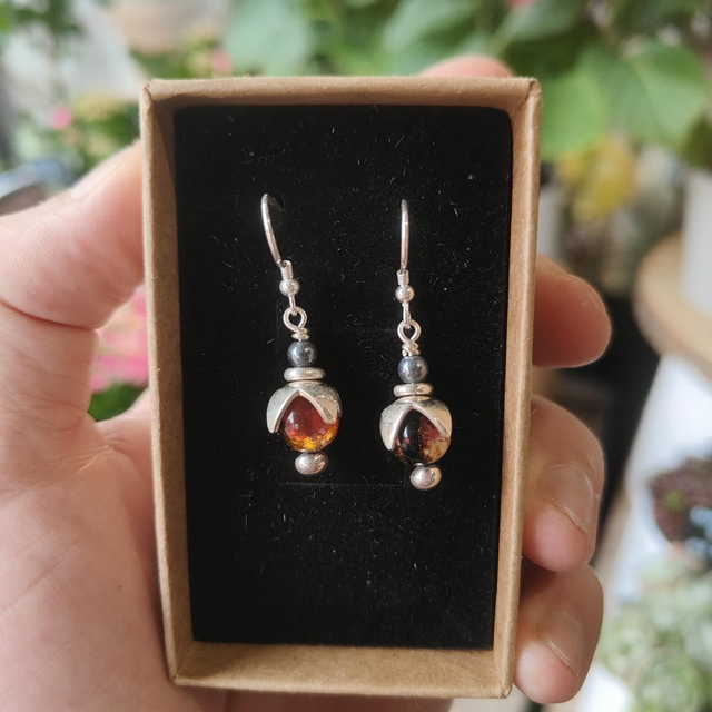 Boucles d'oreilles "Bourgeon" Rouge, Orange, Jaune