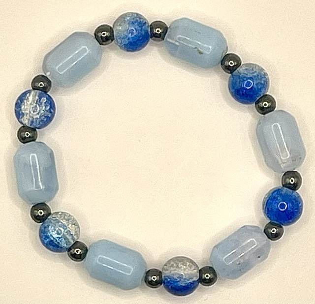 B150 - Bracelet perles en verre et hématite