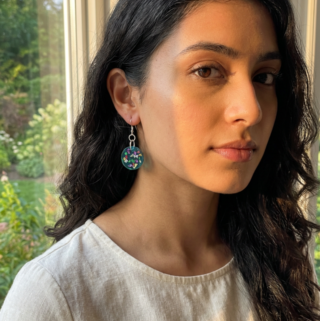 Stirling Silver Blue Resin Earrings - TT154