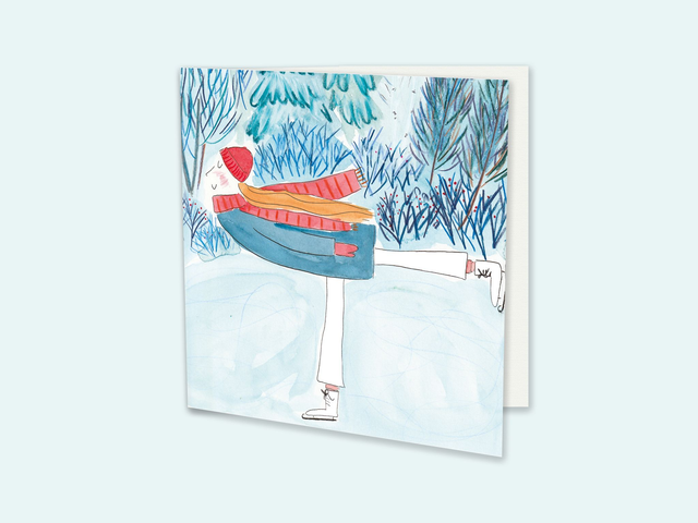 Carte de vœux patineuse