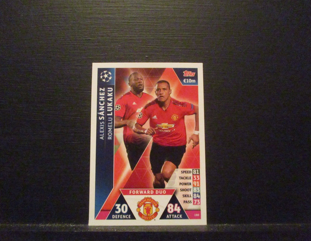 Alexis Sanchez / Romelu Lukaku - UEFA Champions League Match Attax 2018/19 Original Trading Card #180