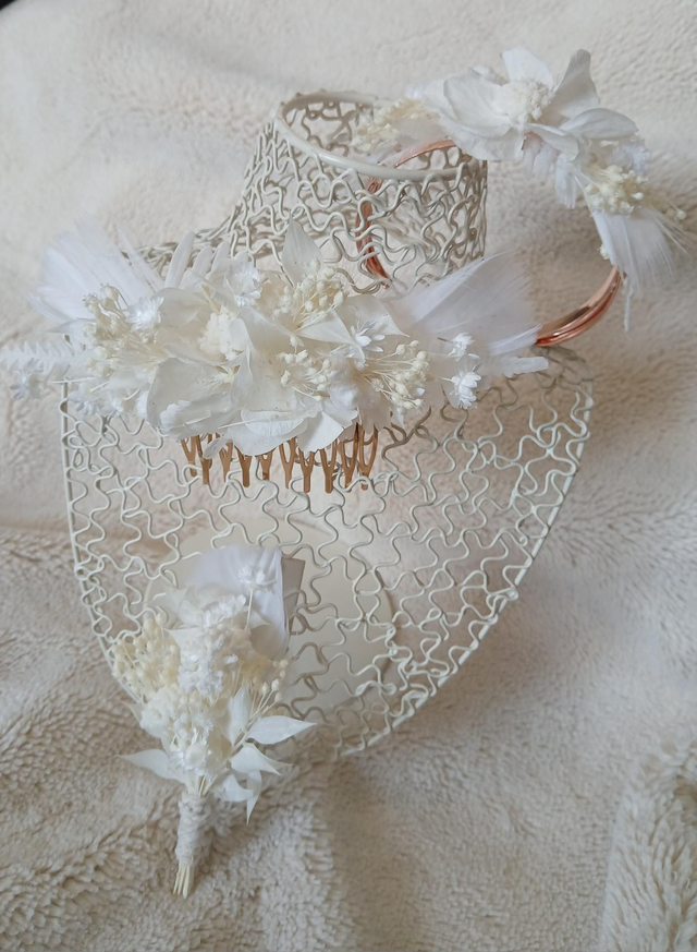 Peigne cérémonie blanc pur