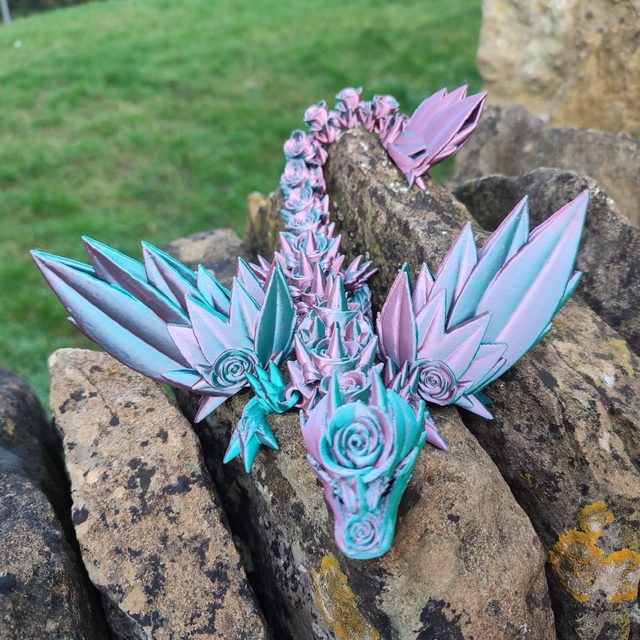 Rose Winged Dragon – Articulated Fantasy Figurine & Unique Gift for Dragon Lovers, 3D Printed Rose Winged Dragon 