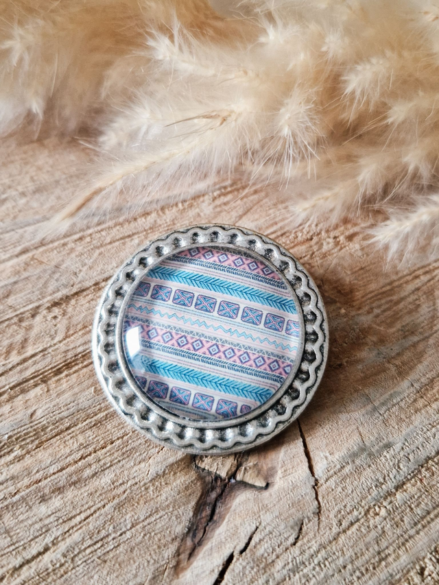 Broche cabochon "L'indienne" - Support argenté