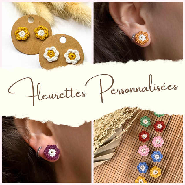 Puces d&#039;oreilles fleurs personnalisées