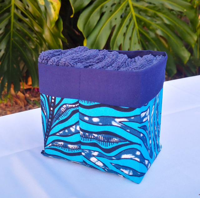 panière Océane et 10 lingettes lavables bambous bleu