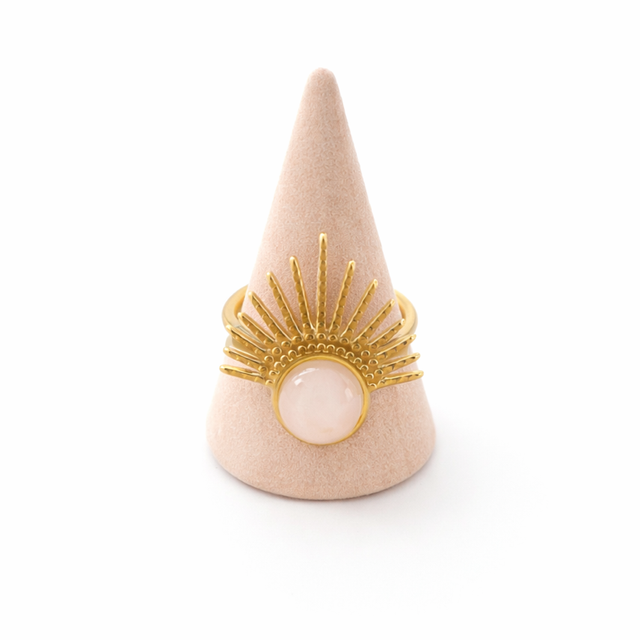 Anillo acero dorado y perla 