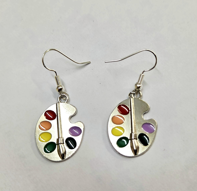 Paint Pallet Silver Plated Earrings (nickel free) 