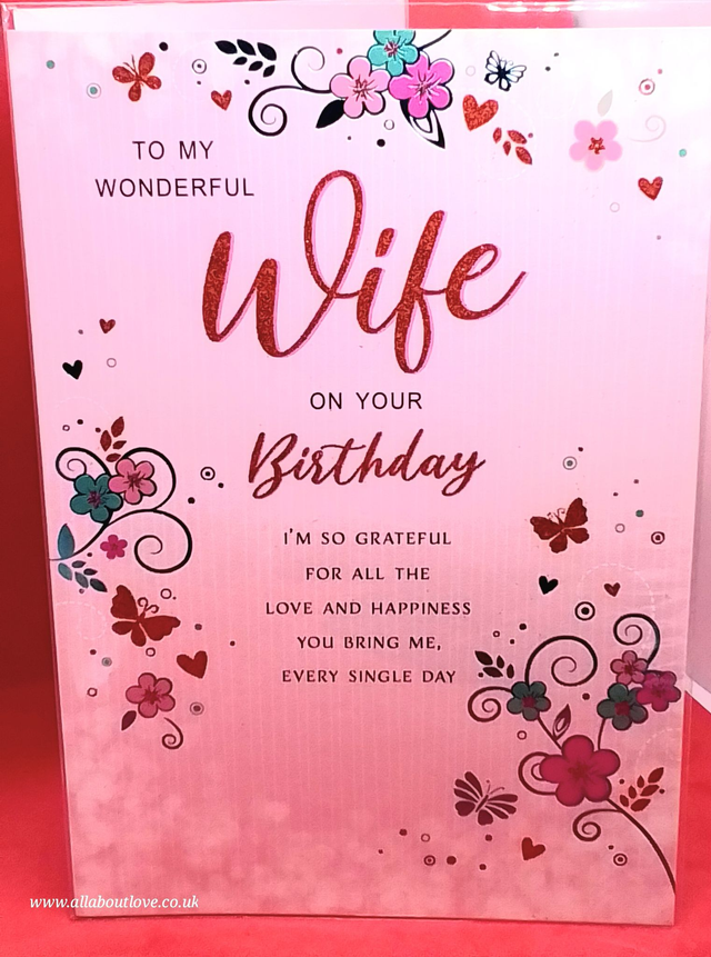 Wife - High Quality Glitter &amp; Foil Regal Birthday Greeting Card 6x9"