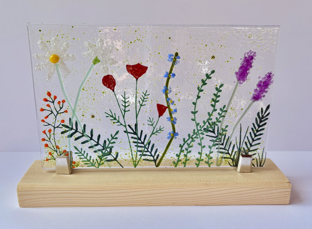 Fused Glass Floral Scene (Medium size)
