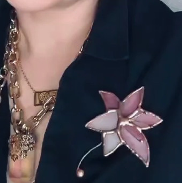 Pink Lily Stained Glass Jewellery Brooch