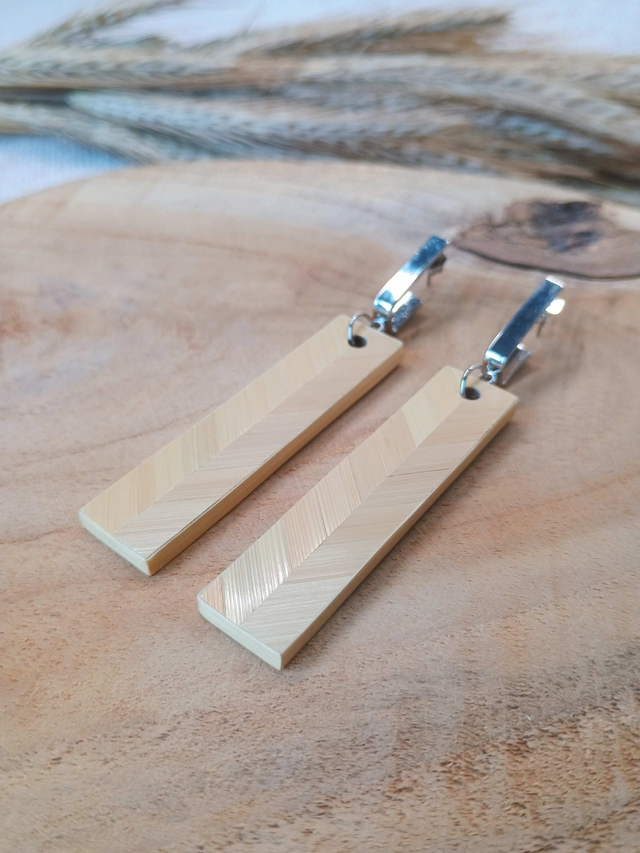 Boucles d'oreilles RECTANGLE Chevron Naturel